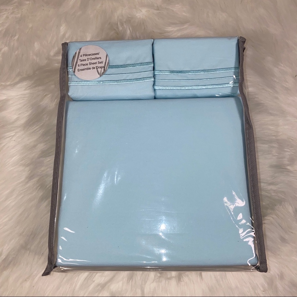 ⭐️RESTOCKING SOON⭐️King 6pc Ice Blue Bedsheets - Picture 2 of 5